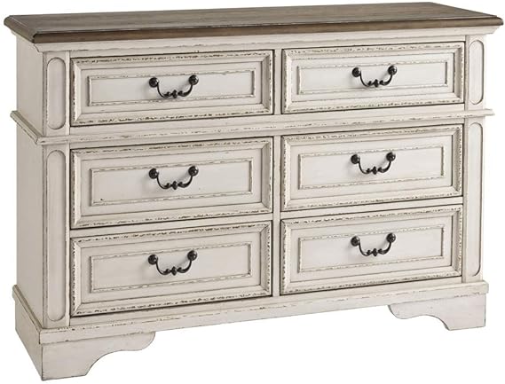 Realyn French Country 7 Drawer Two Tone Dresser, Chipped White