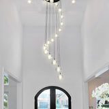 20-Lights High Ceiling Chandelier, Large LED Pendant Chandeliers with Crystal Bubble Ball