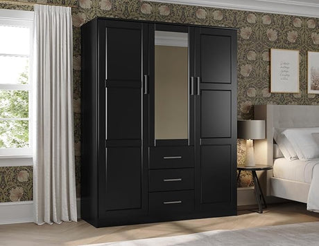 100% Solid Wood Cosmo 3-Door Armoire Wardrobe Closet