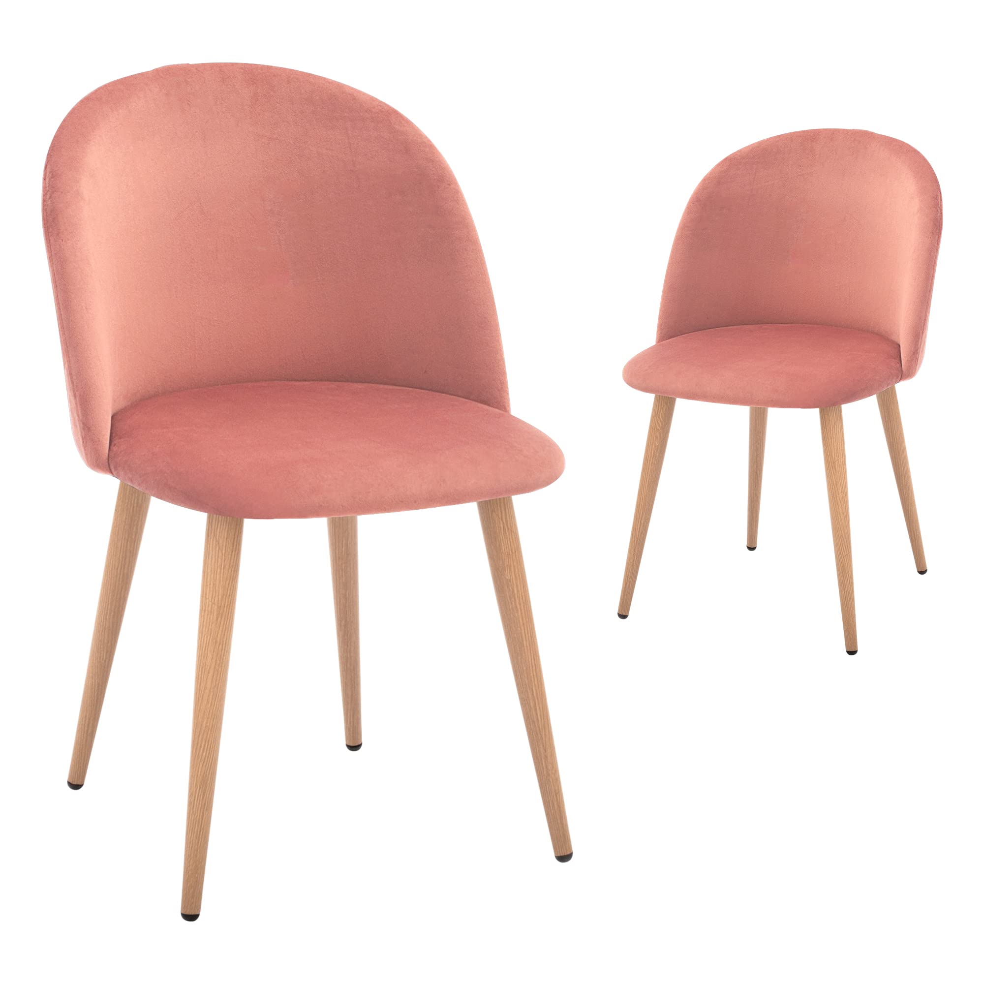 Mid Century Modern Kitchen Velvet Upholstered Accent Leisure Chairs,Set of 2, Pink 1