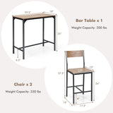 3 Piece Pub Table Set, Bar Table and Chairs Set of 2