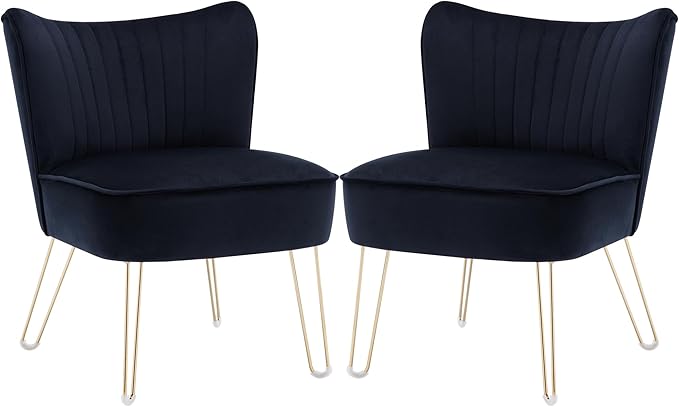 Accent Chairs Set of 2, Velvet Armless Living Room Chairs with Tufted Wingback Thicken