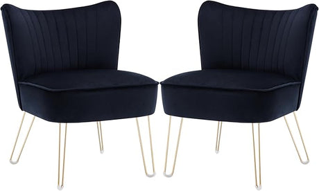 Accent Chairs Set of 2, Velvet Armless Living Room Chairs with Tufted Wingback Thicken