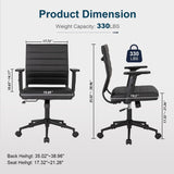 Office Desk Chair with Adjustable Arm Rests, Mid Back Ergonomic Swivel Conference Room