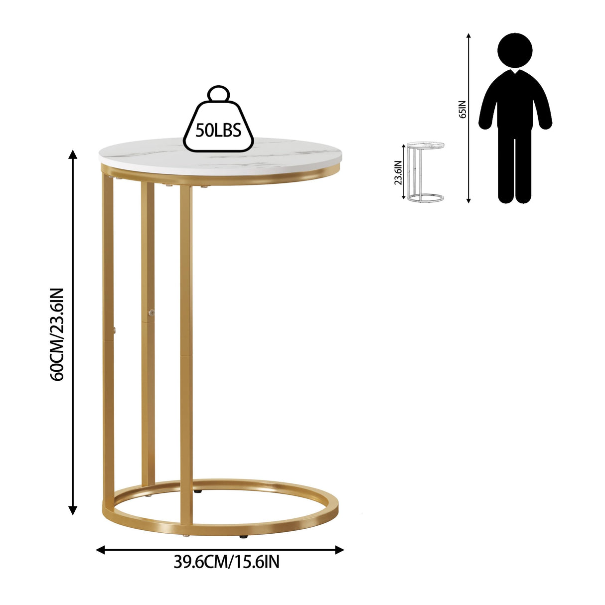 C Table End Table, C Shaped Sofa Side Table, Couch Tables That Slide Under