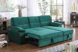 Shaped Corner Sleeper Sectional Sofa Modern Linen Upholstered Convertible Sofabed