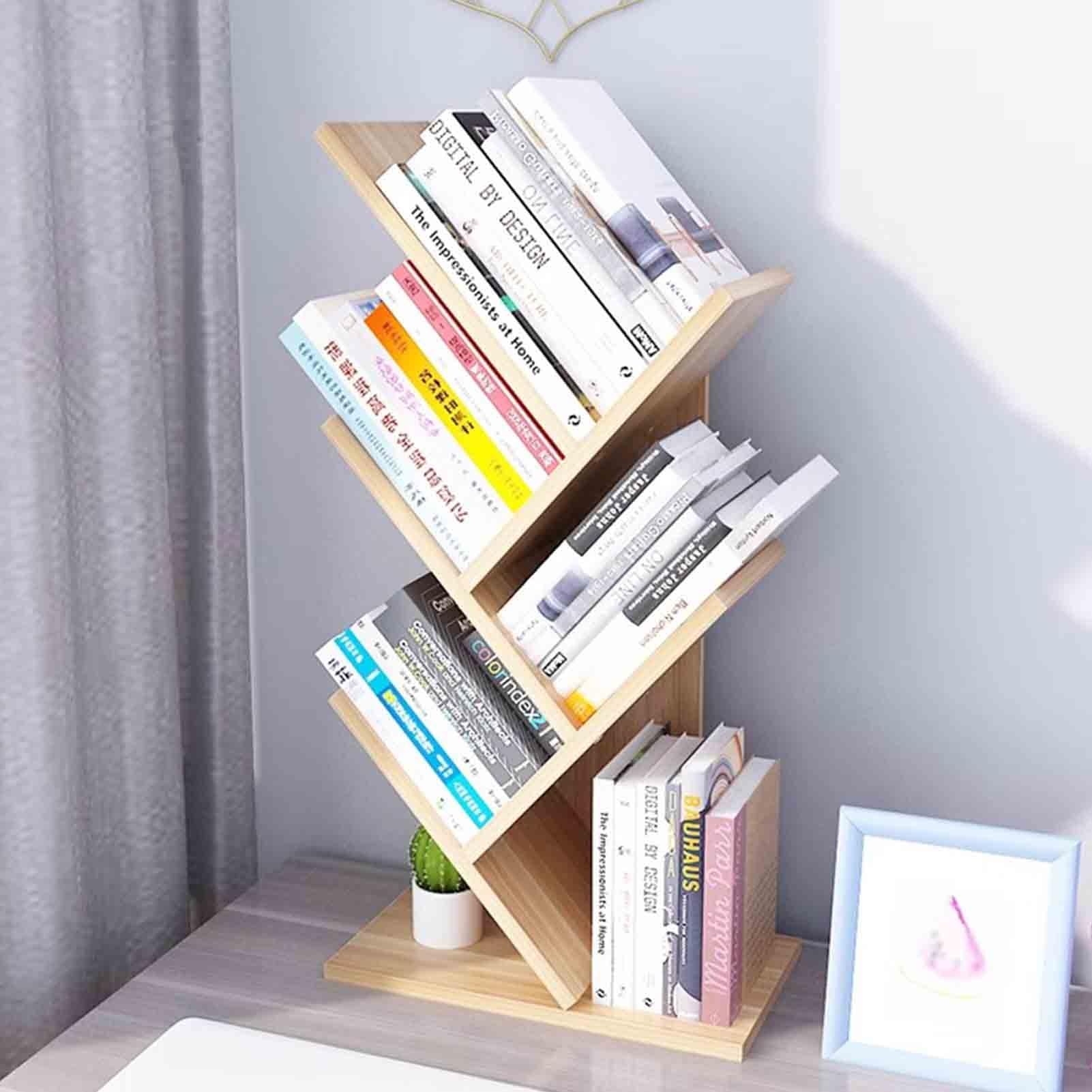 Tree bookcase Children's storage bookcase Modern luxury bookcase Creative floor-to-ceiling bookcase Living room Bedroom Study Room Sturdy and durable Space saving ( Color : Yellow , Size : 59*31*17CM