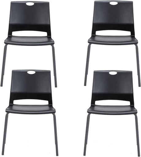 Black Waiting Room Chairs Set of 4, Lightweight Plastic Chairs with No Wheels,