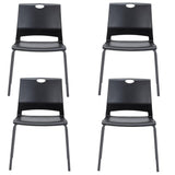 Black Waiting Room Chairs Set of 4, Lightweight Plastic Chairs with No Wheels,