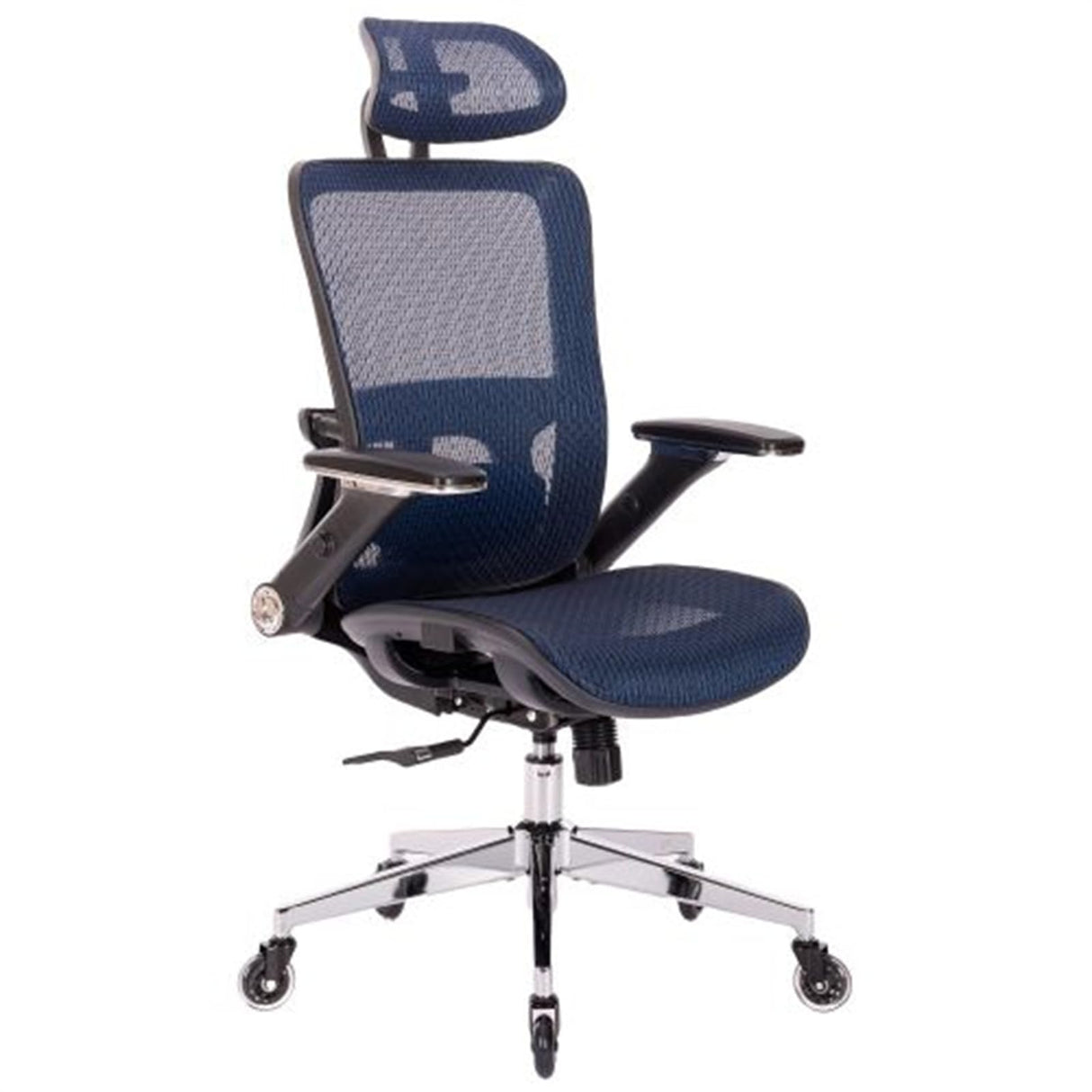 Blue Ergonomic Mesh Office Chair, High Back - Adjustable Headrest with Flip-Up Arms,