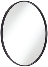 Mayfair Round Vanity Decorative Wall Mirror Modern Matte Black Thin Streamlined Metal Frame 34" Wide