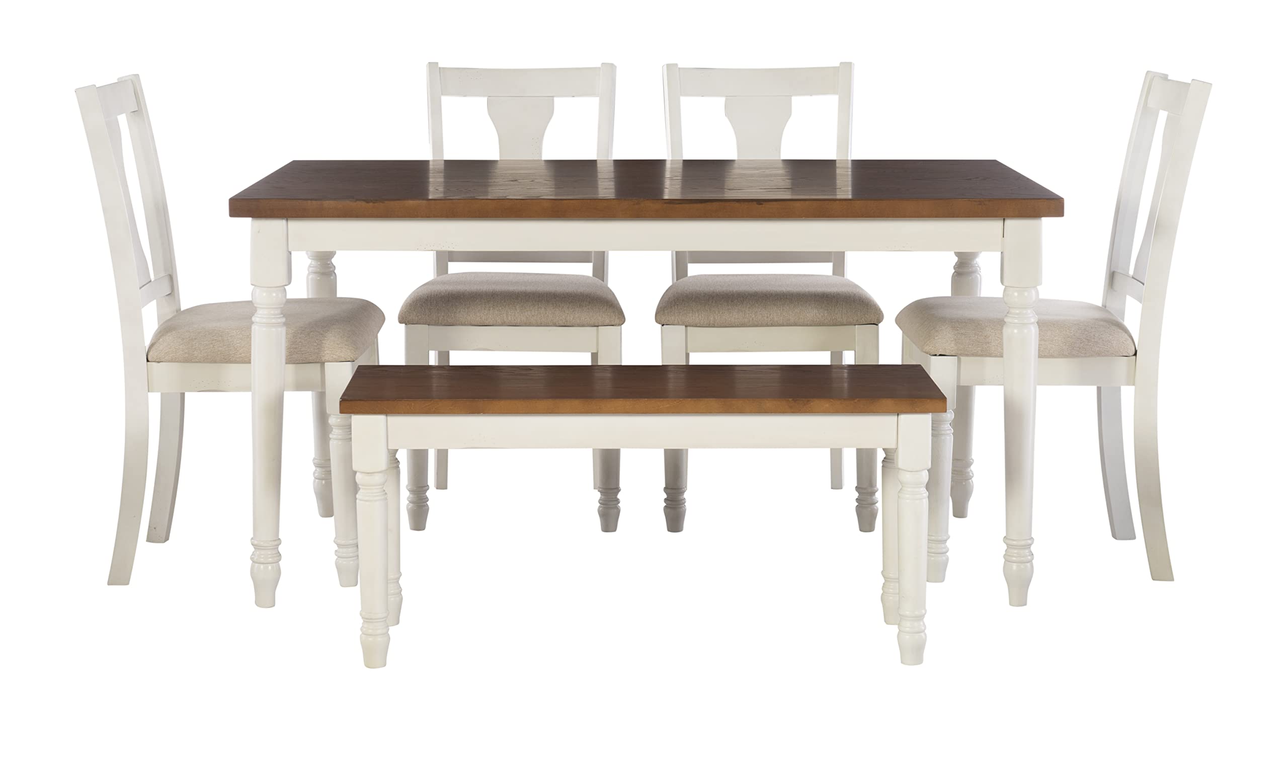 Six Piece Set, White & Honey Brown