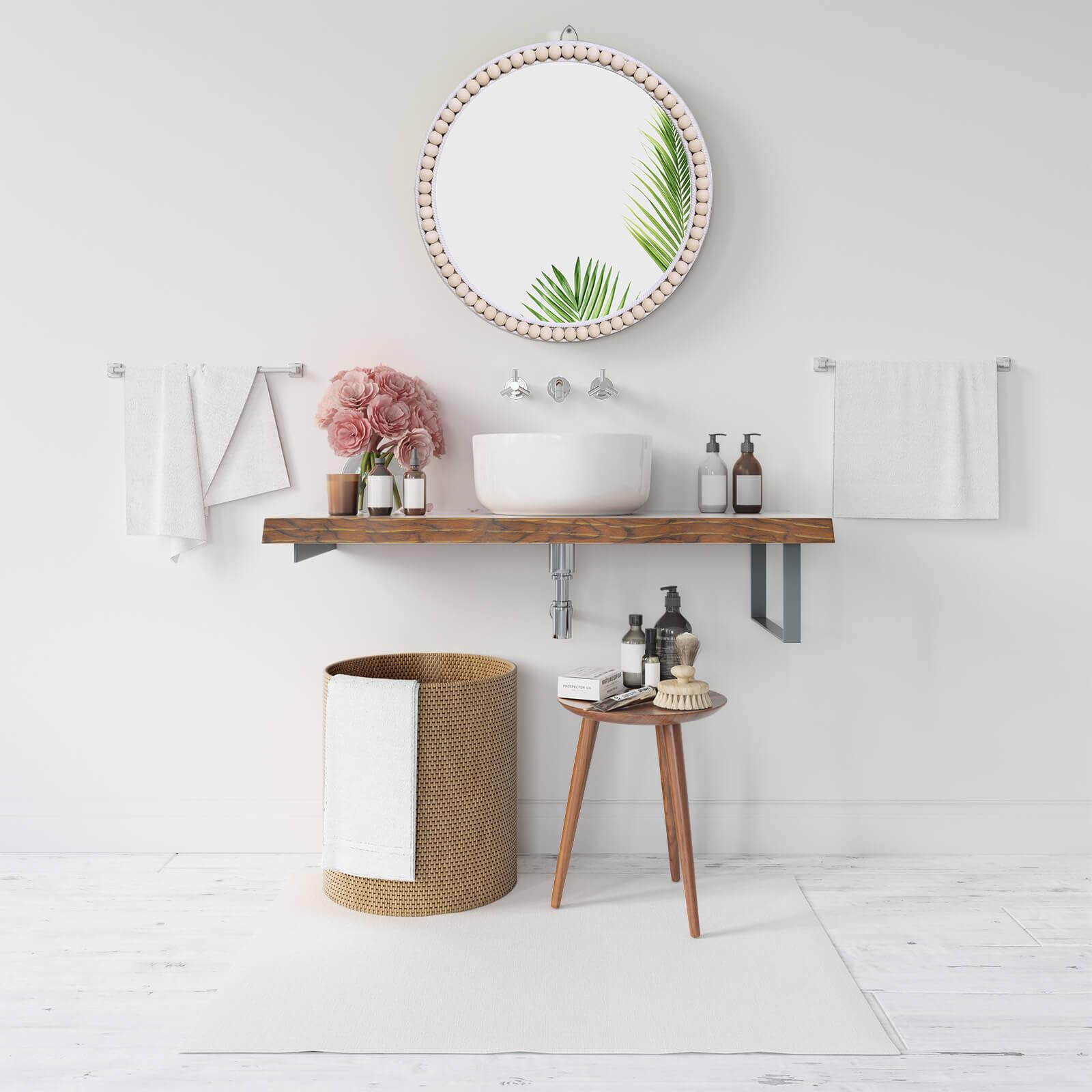 17 inch Wall Mirror, Boho Design for Living Room, Bedroom, Bathroom Decor