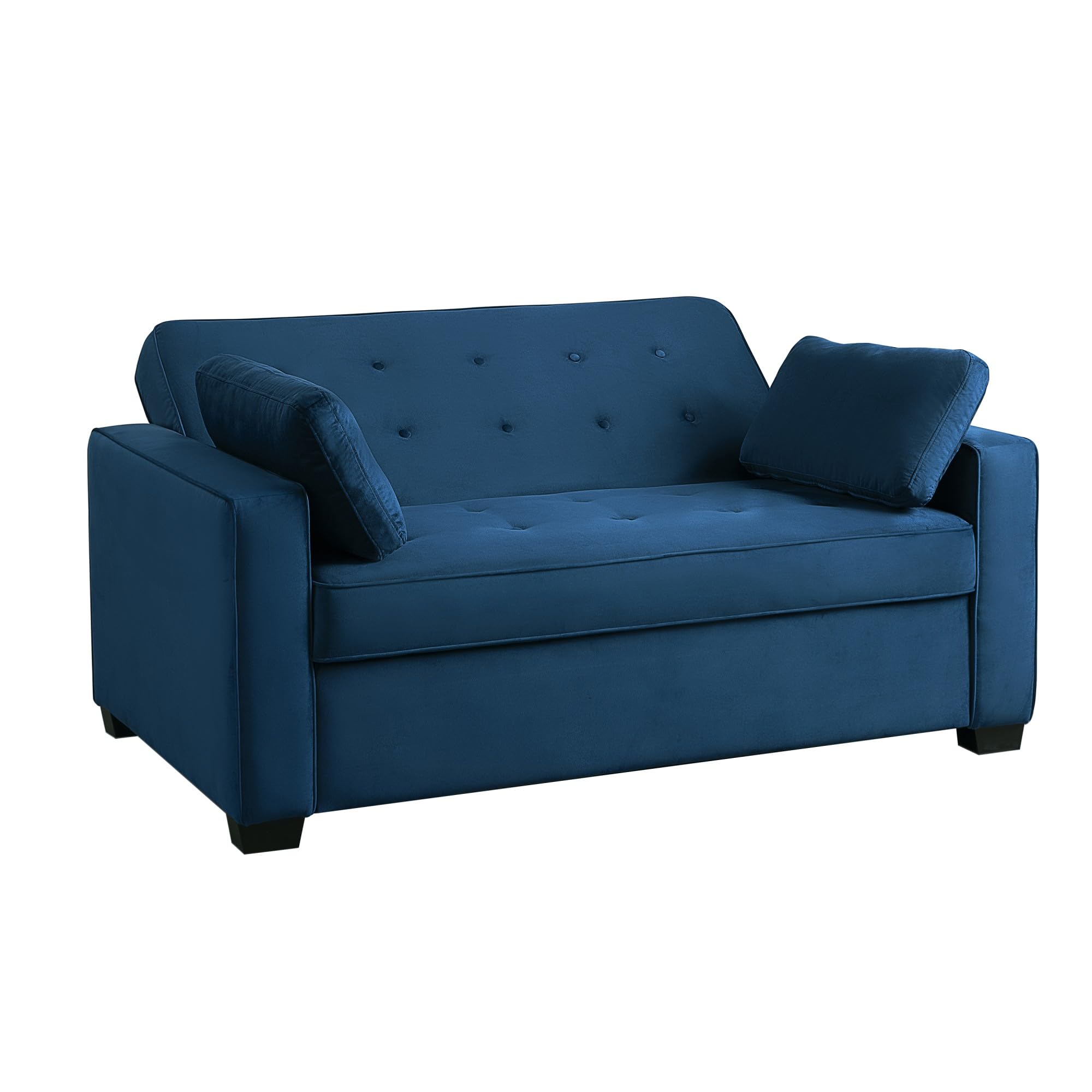 Full Size Convertible Loveseat, 66.5 x 37.6 x 38.6 in, Navy Blue