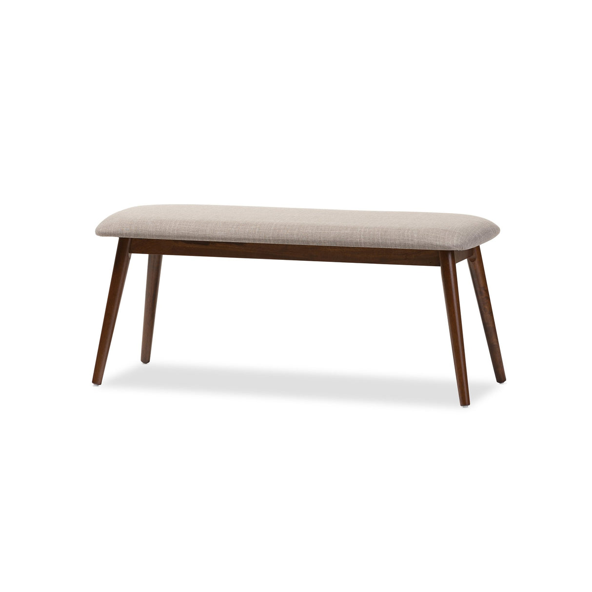 Studio Flora Mid-Century Modern Light Grey Fabric and Oak Medium Brown Finishing Wood Dining Bench