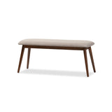 Studio Flora Mid-Century Modern Light Grey Fabric and Oak Medium Brown Finishing Wood Dining Bench