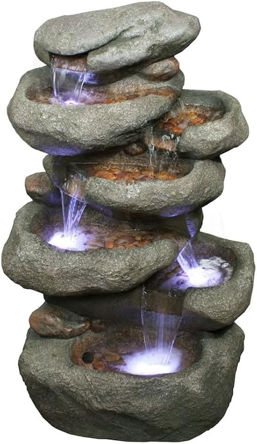 Stunning Outdoor Water Feature for Gardens & Patios. Weather Resistant w/LED Lights