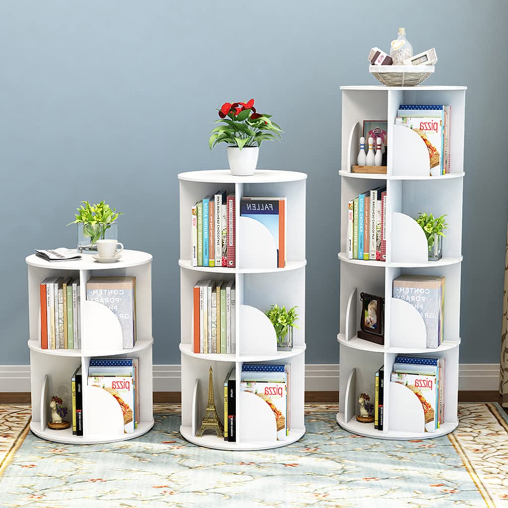 Rotatable Bookshelf White Bookcase Floor-to-Ceiling Multi-layershelves Multi-Layer White Bookshelves Office Storage Rack