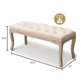 Upholstered Tufted Bench, Wood Bed Ottoman Middle Century Modern