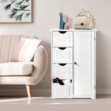 Storage Cabinet Wooden Bathroom Floor Cabinet Small Space Furniture White Side Storage Organizer