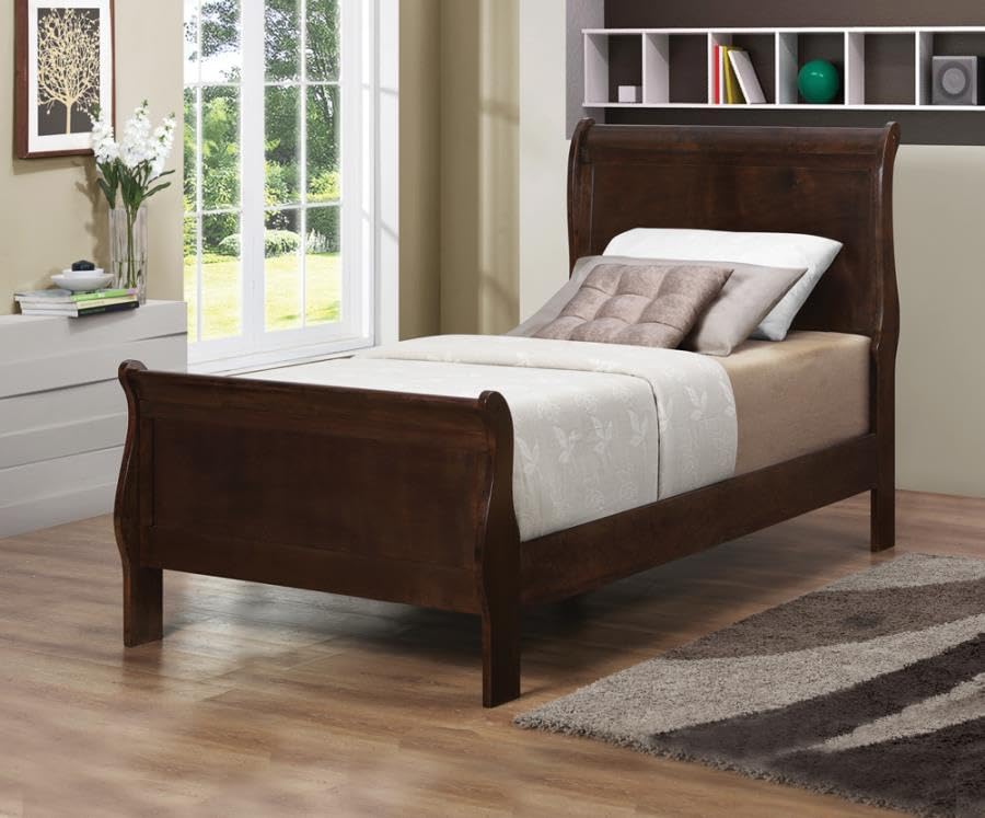 Louis Philippe 4-piece Bedroom Set Twin Size Traditional Wooden Sleigh Bed Frame