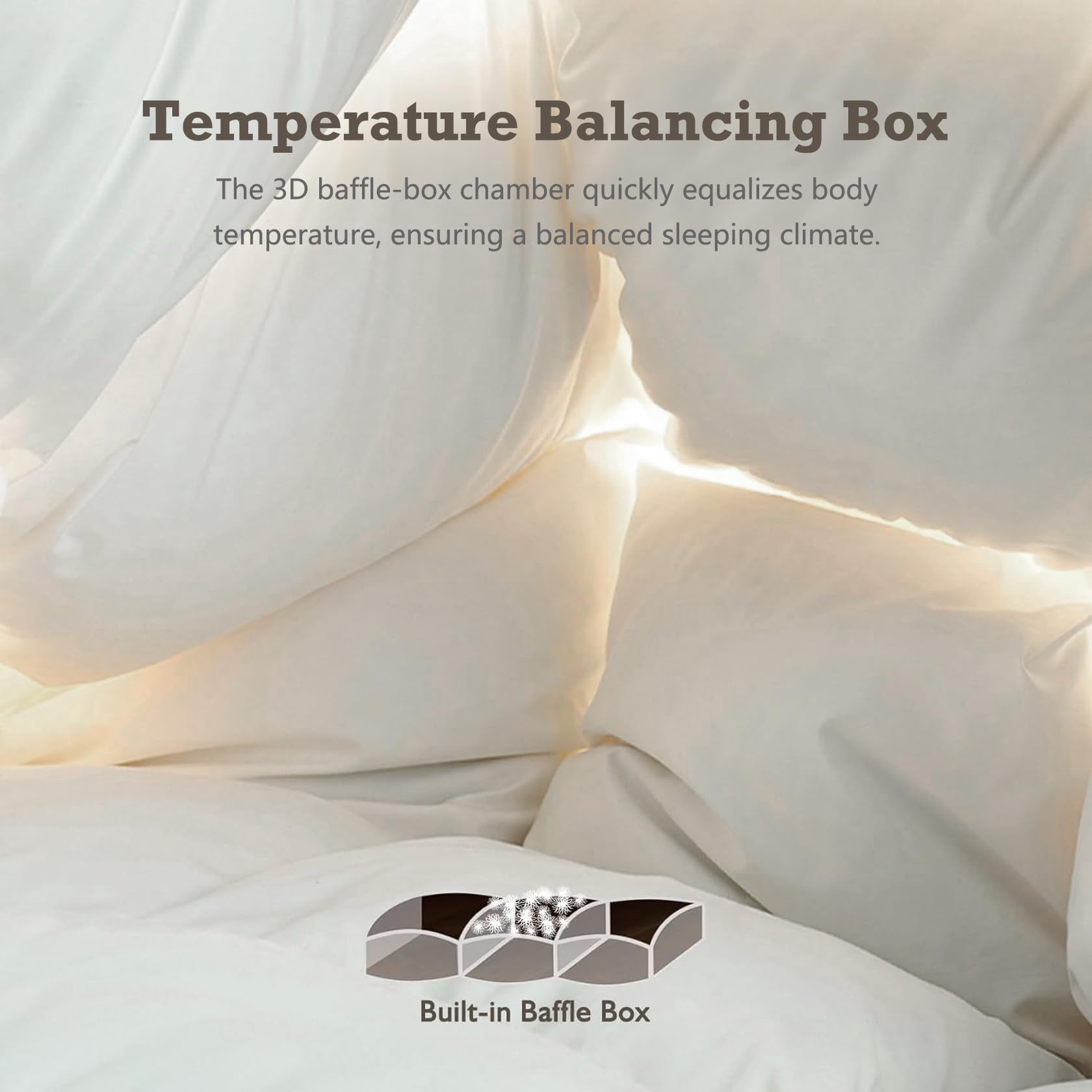 BPC Luxury Feathers Down Comforter Twin Size All Season Duvet Insert - Cloud Fluffy 750 Fill Power, Ultra-Soft Egyptian Cotton, Solid White, 68x90 Inches