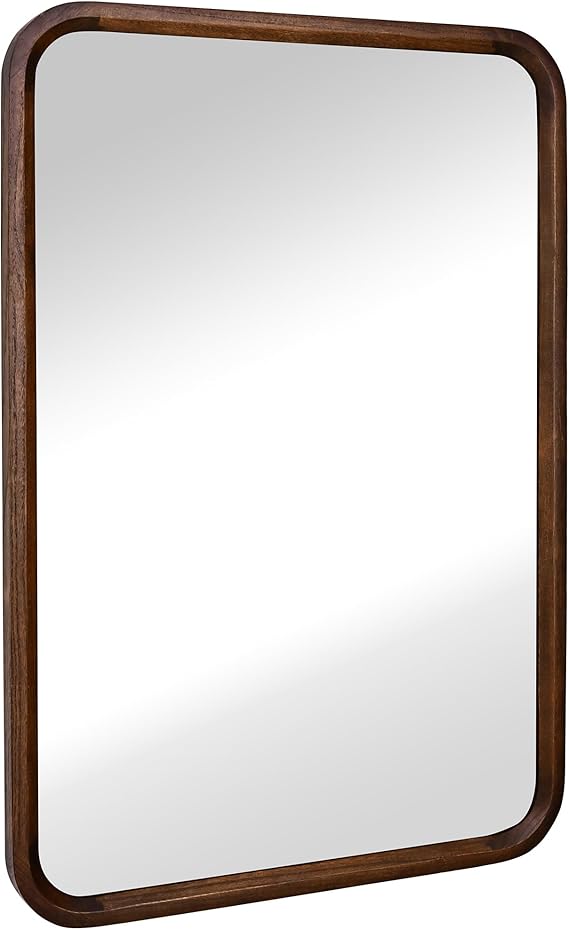 Bathroom Mirror for Wall,Brown Rectangle 24 x 36 inch Hanging Vatiny Tempered Mirrors