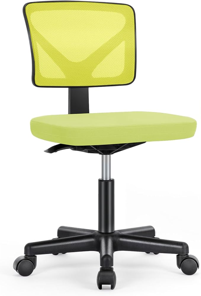 Armless Desk Chairs, Ergonomic Low Back Computer Chair No Arms, Adjustable Rolling Mesh Task Work Swivel Chairs