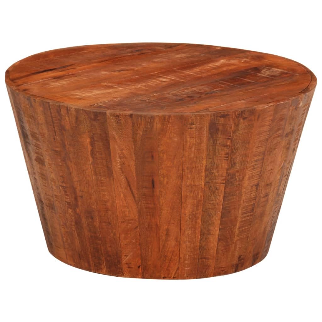 Round Coffee Table - Solid Mango Wood Frame, 20.5" Brown Farmhouse Style