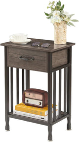 Nightstands, Industrial Side Table/End Tables with Drawer and Storage Shelf, Night Stands