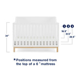 GAP babyGap Oxford 6-in-1 Convertible Crib - Greenguard Gold Certified, Bianca White/Natural