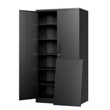 Metal Storage Cabinet with Lock - 72" Garage Storage Cabinet with 2 Locking Doors