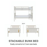 Bailen Convertible Solid Wood Bunk Bed, Stackable and Detachable Bed Frames