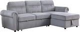 Ashton Green Velvet Fabric Reversible Sleeper Sectional Sofa Chaise