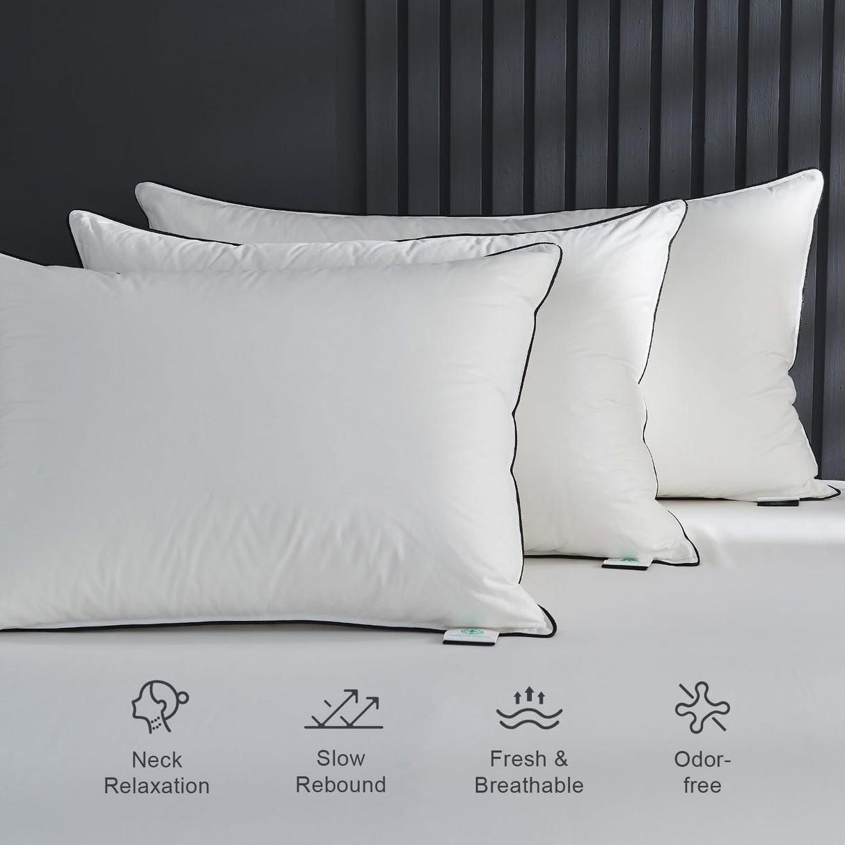 Hotel Feather Pillows Queen Size Set of 2, Feathers Down Pillows Composite