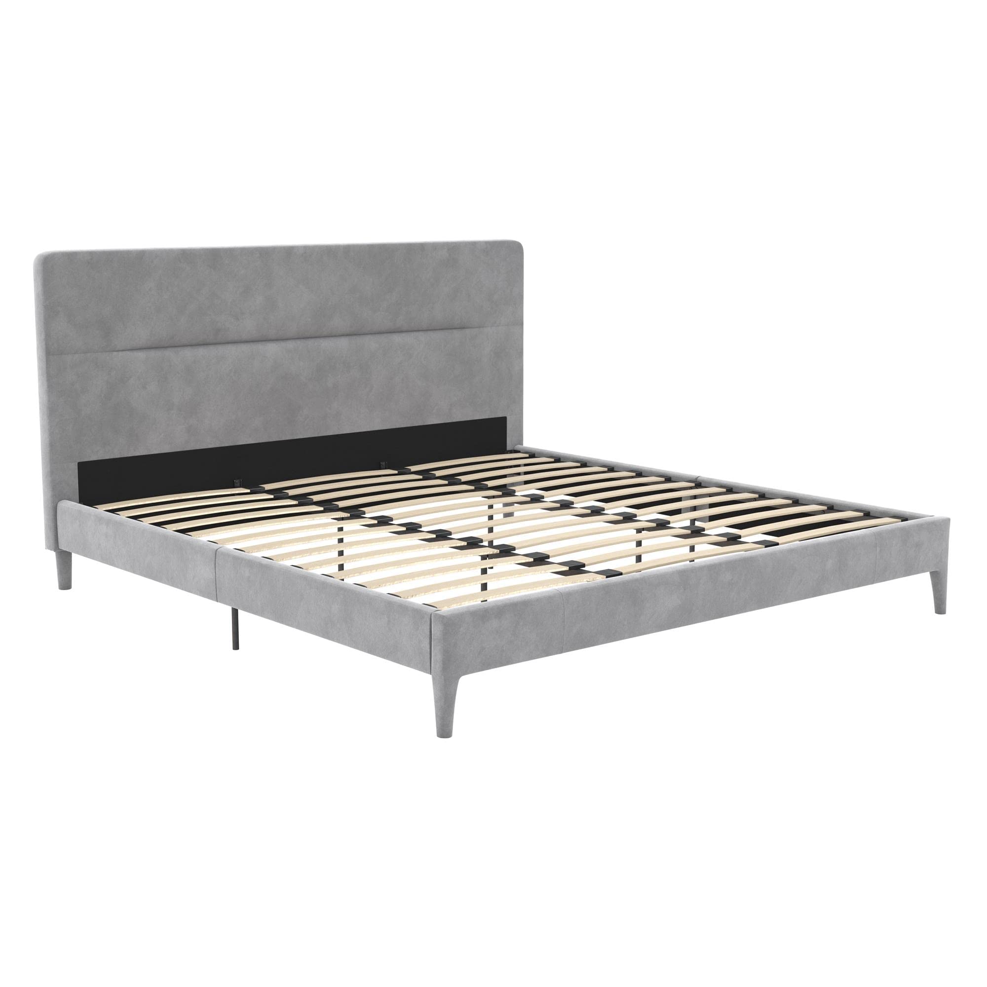 by Cosmopolitan Westerleigh Upholstered Platform Bed with Minimalist Tufted Headboard