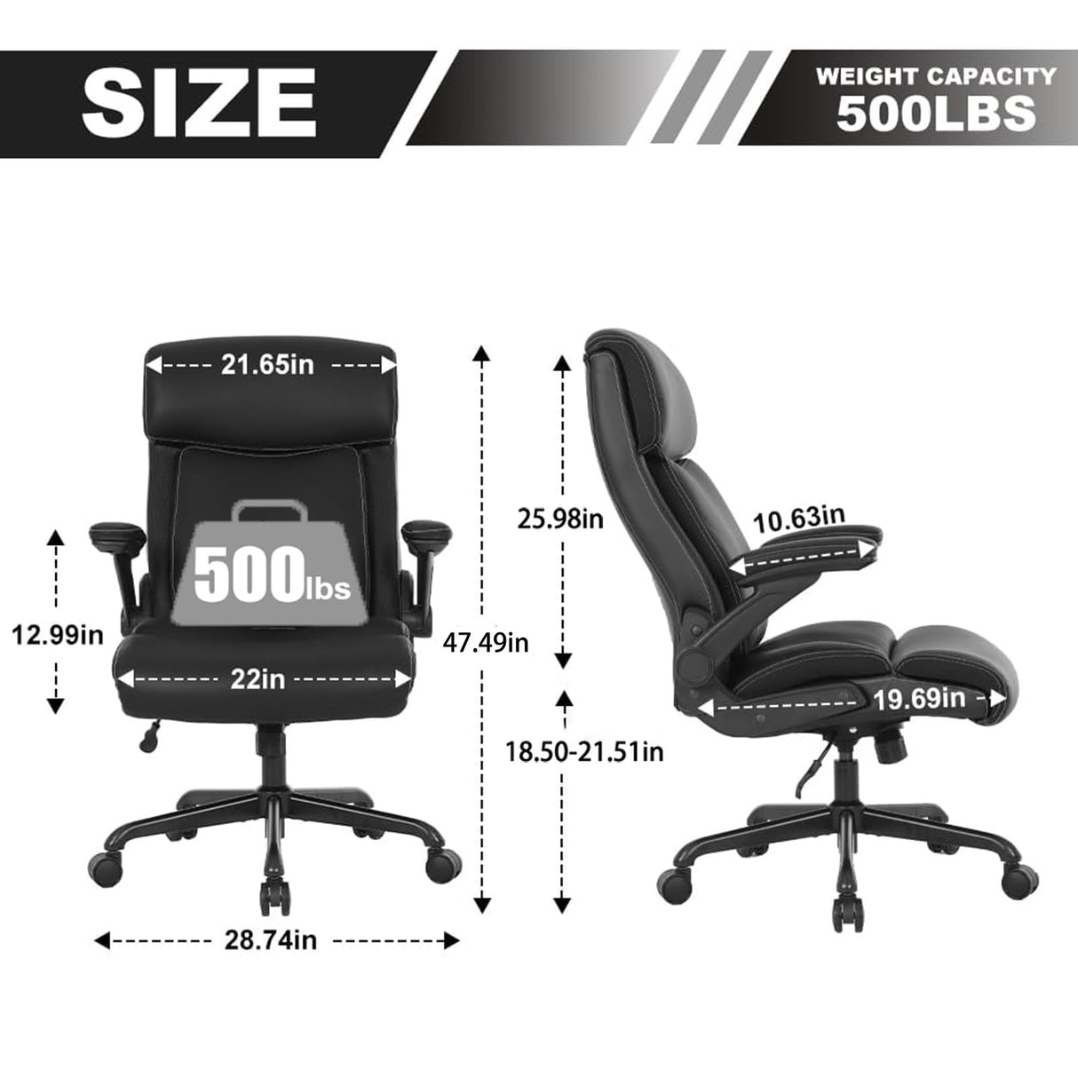 Office Chair, Big and Tall Office Chair 500lbs for Heavy People Ergonomic High Back