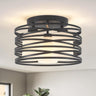 Black Flush Mount Ceiling Light - 3-Light Drum Semi Flush Mount