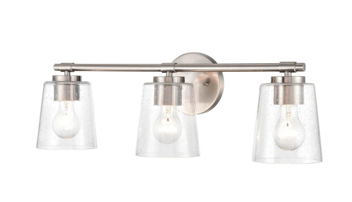 3 Light Bath Vanity-8 Inches Tall and 24.5 Inches Wide-Brushed Nickel Finish