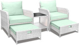 Balcony Furniture 5 Piece Patio Conversation Set, PE Wicker Rattan Outdoor Lounge Chairs