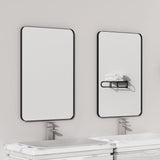 Black Bathroom Mirror for Wall, 18 x 26 Inch Rounded Rectangle Metal Framed Bathroom