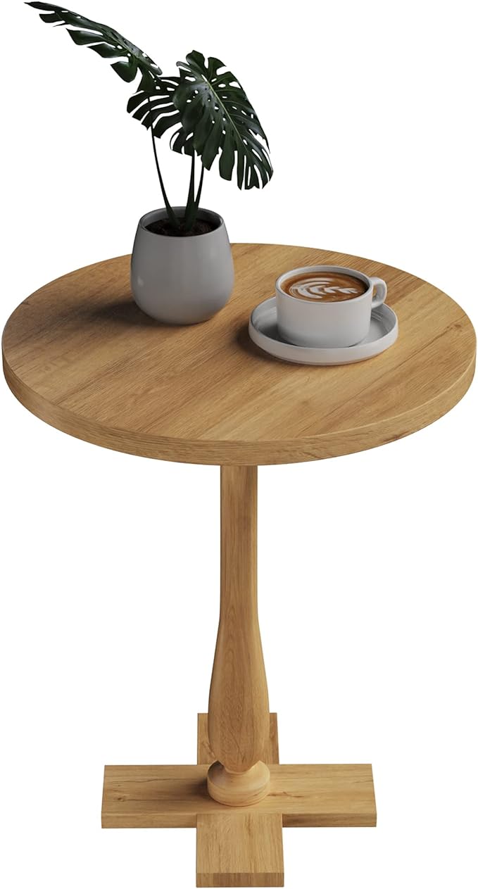 Side Table - Iron Pedestal Table with Antiqued Brass Finish for Couch