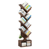 Tree Bookshelf with Storage, 8 Tier Wooden Tall Book Shelf, Floor Standing Bookcase for