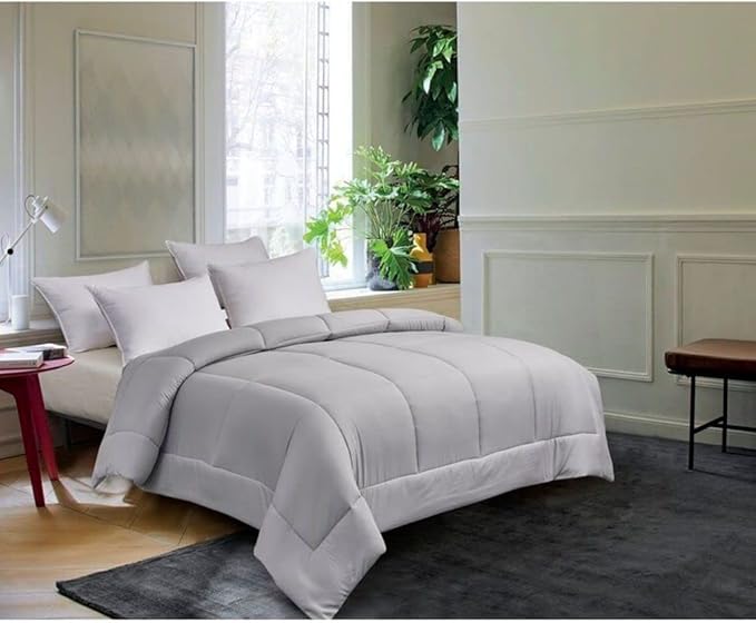 1 Piece Platinum Down Alternative Comforter Twin Size Silver Gray Shade reversible cozy fluffy