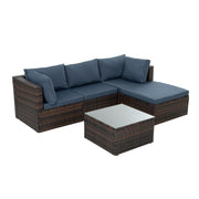 Patio Furniture, Outdoor Furniture, 5-Piece Wicker Furniture Set with Tempered Glass Coffee