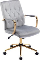 Velvet Home Office Desk Chairs, Modern Gold Task Chair with Wheels for Office