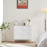 Dresser for Bedroom, Tall Dresser with 8 Drawers, Storage Tower with Fabric Bins, Double