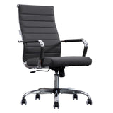 Home Office Chair Ribbed, Modern Leather Conference Room Chairs, Ergonomic Office Desk Chair