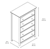 Kenton 5 Drawer Dresser (White) for Kids Bedroom, Nursery Dresser Organizer