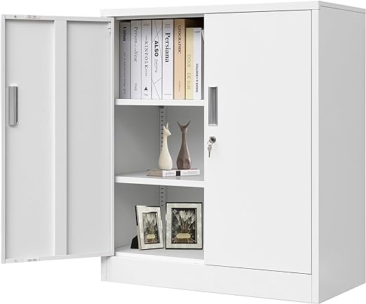 Metal Storage Cabinet, Locking Storage Cabinet with Adjustable Shelves